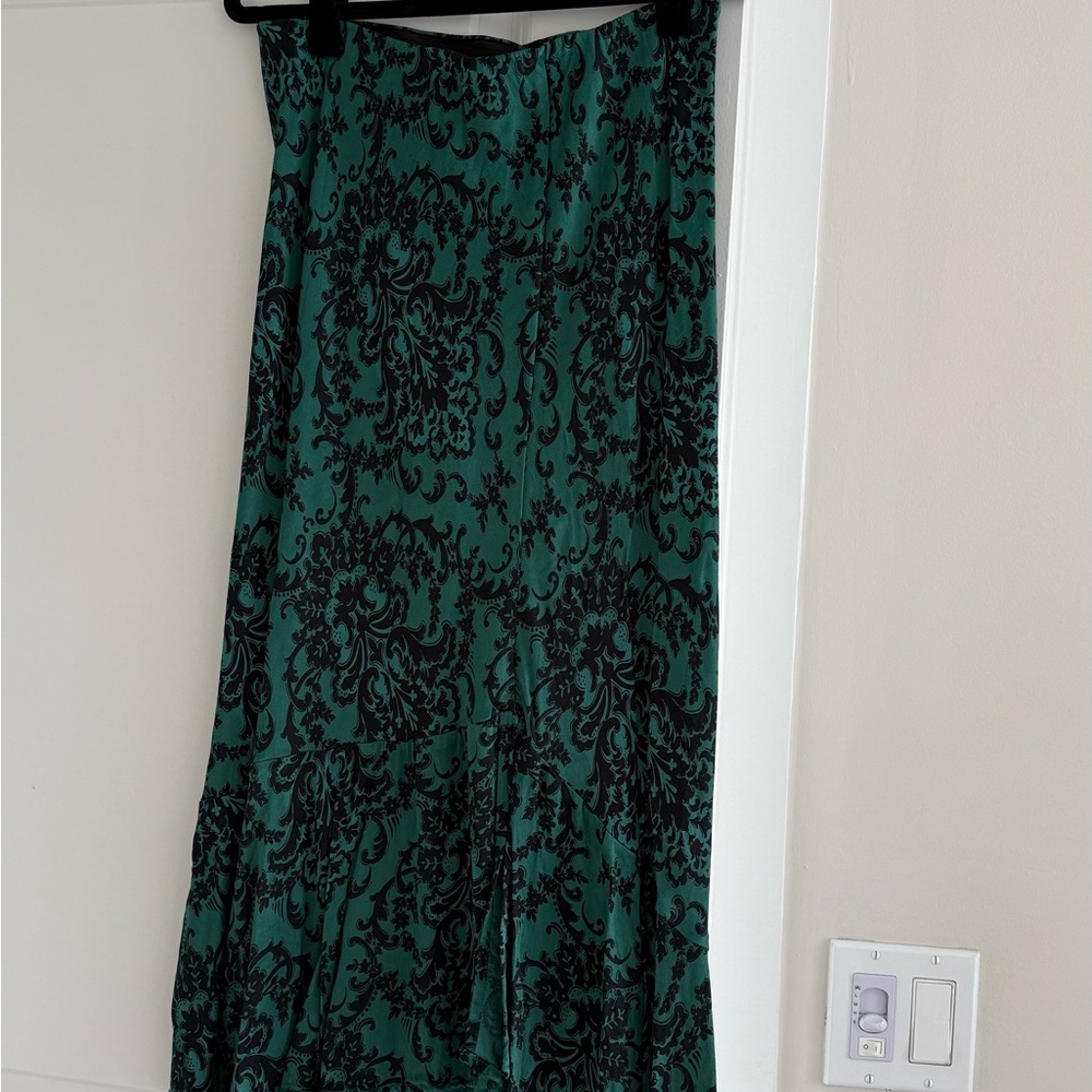 Anthropologie Green and Black Maxi Skirt